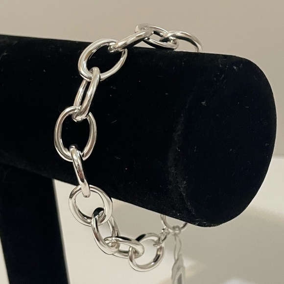 J. Jill Chain Link Bracelet T-Bar Adjustable 2 lengths Silver Tone Classic - Picture 1 of 8